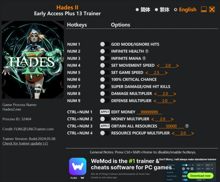 Hades 2 "Трейнер +13" [EA: 08.05.2024] {FLiNG}