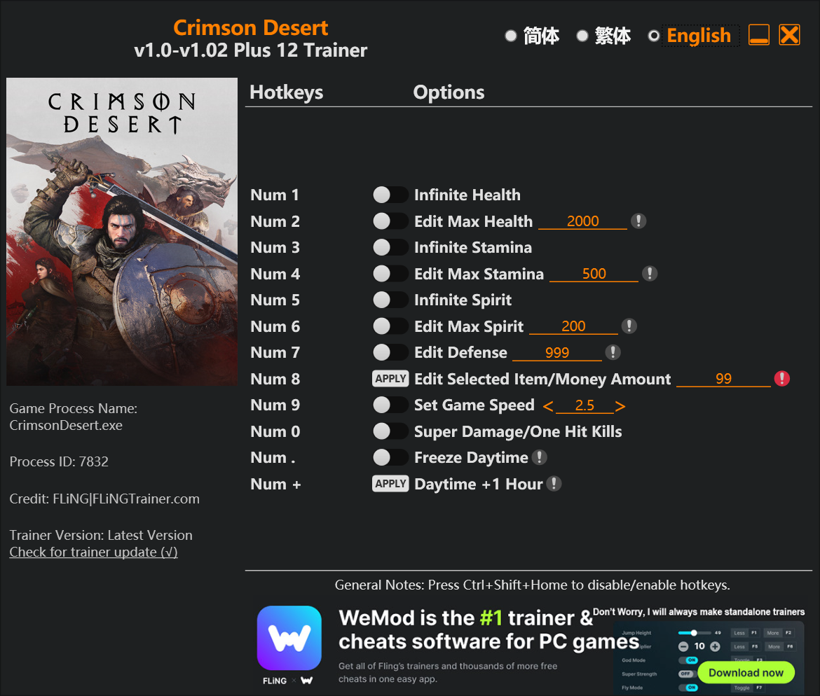 Crimson Desert "Трейнер" +12 (Трейнеры)