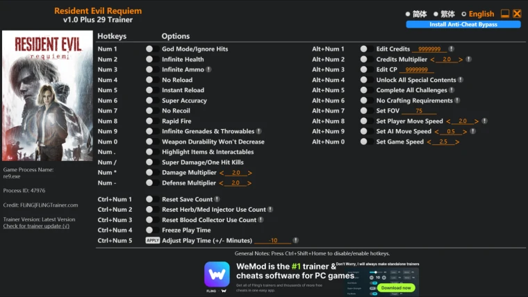 Resident Evil Requiem — Трейнер +29 от FLiNG (Трейнеры)